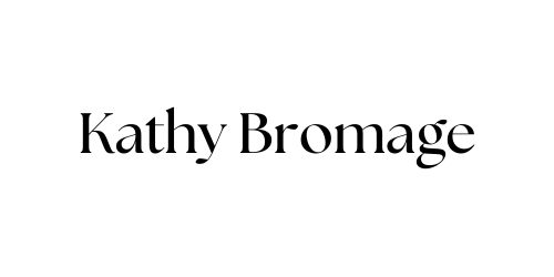 A logo for kathy bromage with a treble clef and music notes.