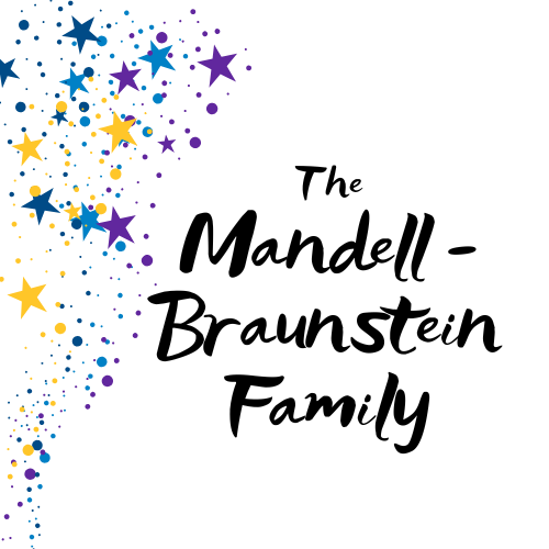 The mandell braunstein family logo with colorful stars on a white background.
