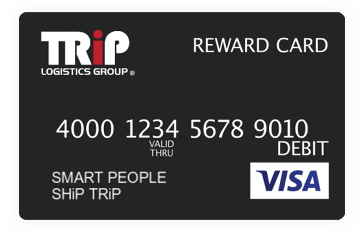 A trip logistics group reward card with a visa logo