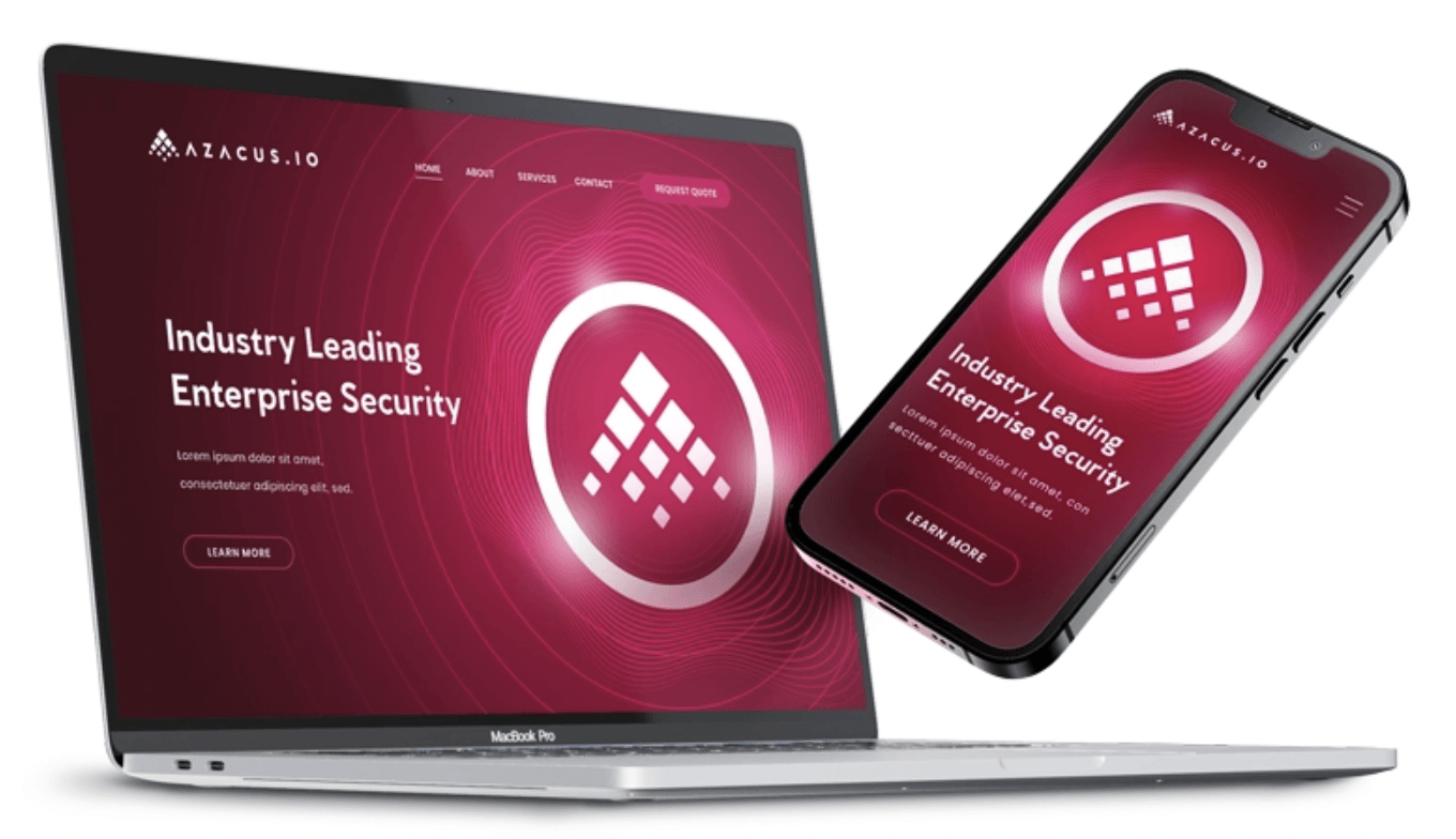 A laptop and a cell phone with the words industry leading enterprise security on them