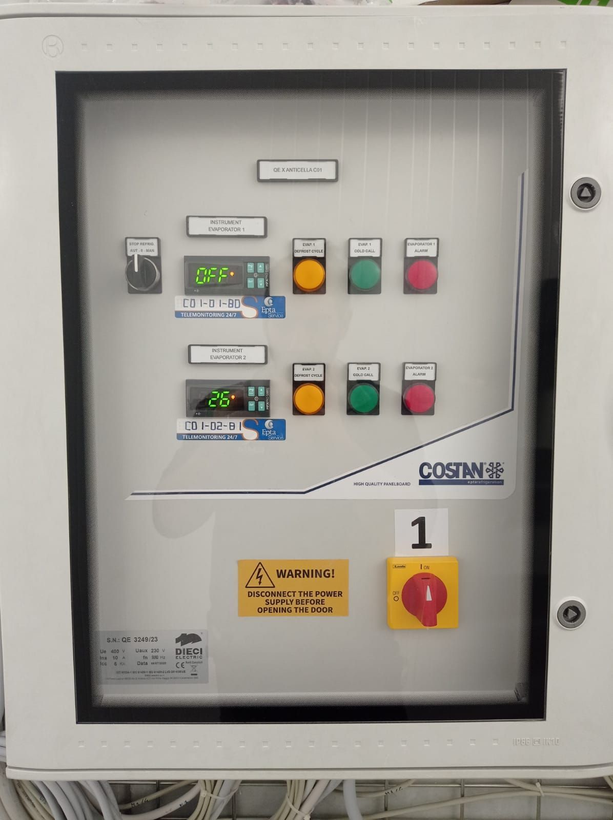 Quadro elettrico-impianto frigo