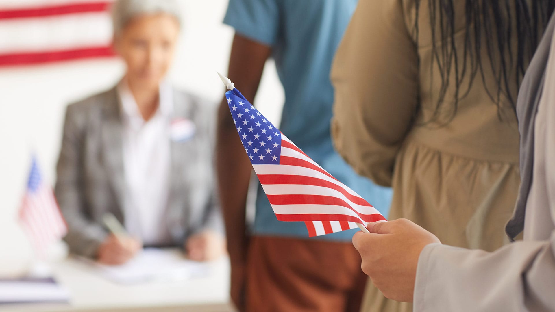 Image of person holding a flag