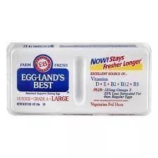 A carton of eggland 's best eggs in a plastic container.