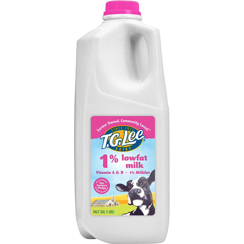 A gallon of tg lee 1 % lowfat milk