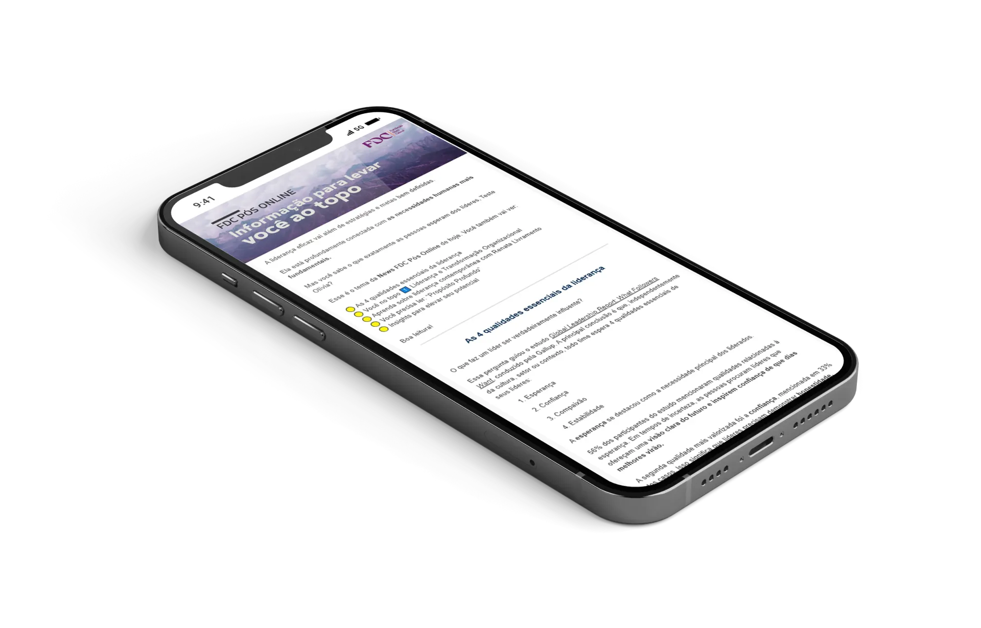 Um telefone celular está deitado de lado sobre exibindo um e-mail na tela