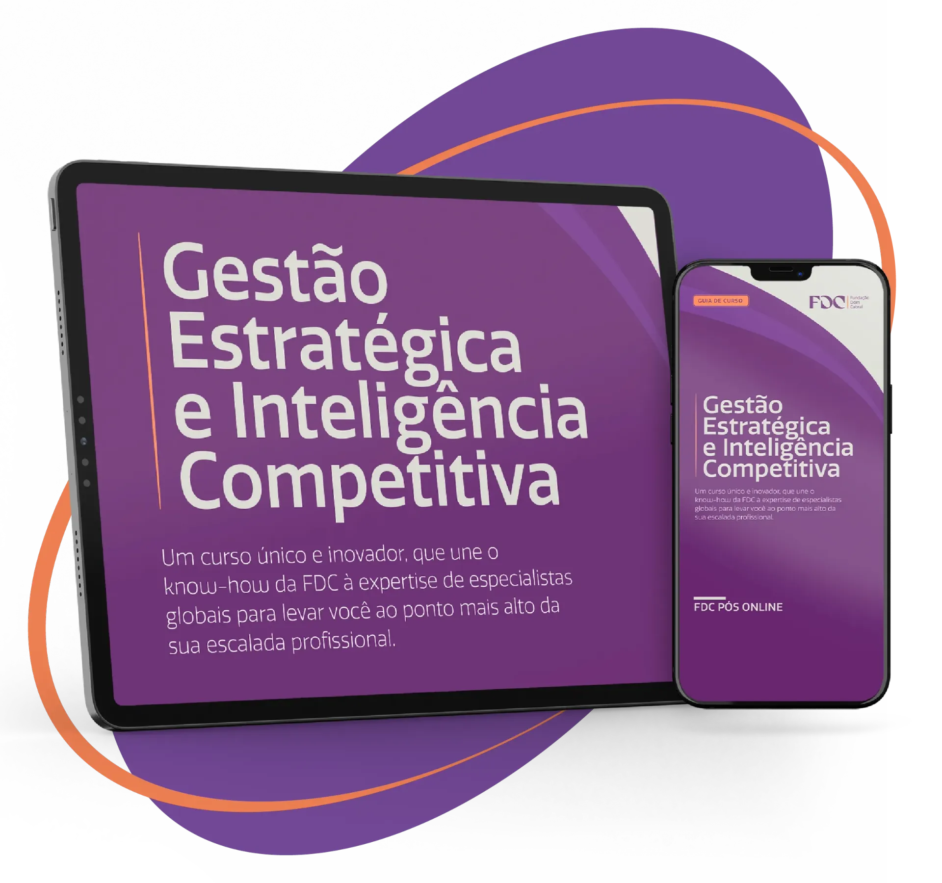 Um tablet branco com a imagem de um livro com o título  