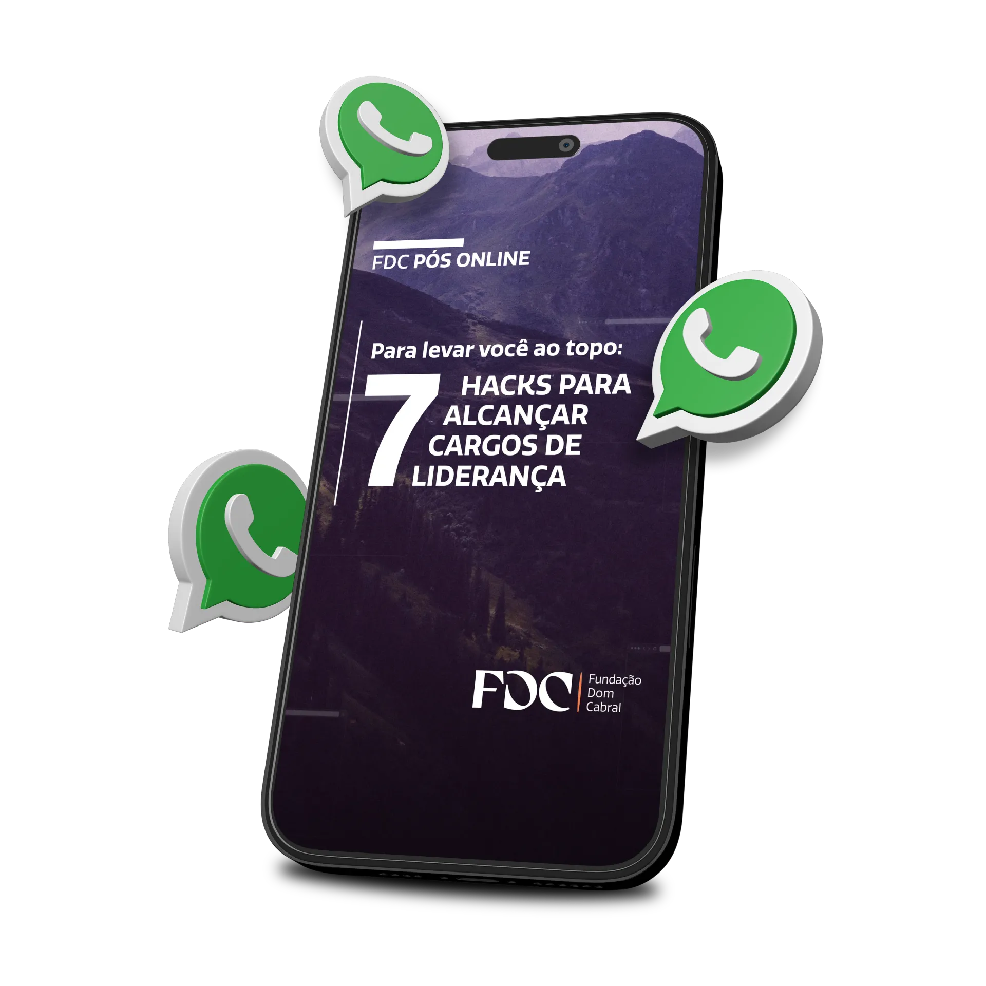 Um celular com uma mensagem na tela que diz hacks para alcancar cargos de liderança.