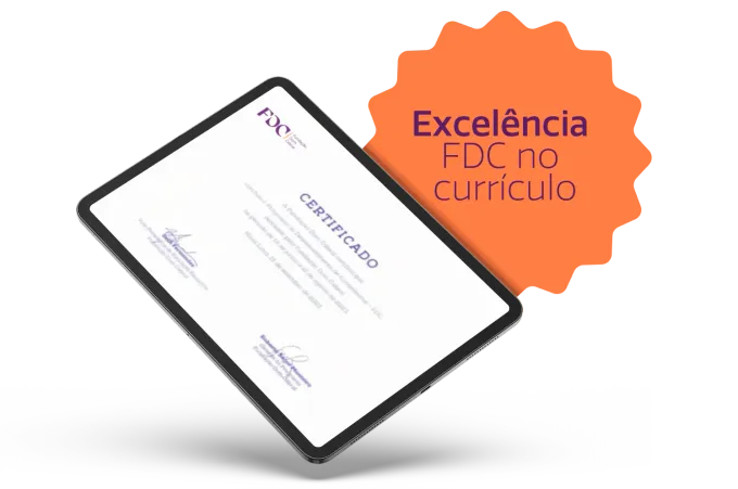 Um tablet com um certificado que diz excelência fdc