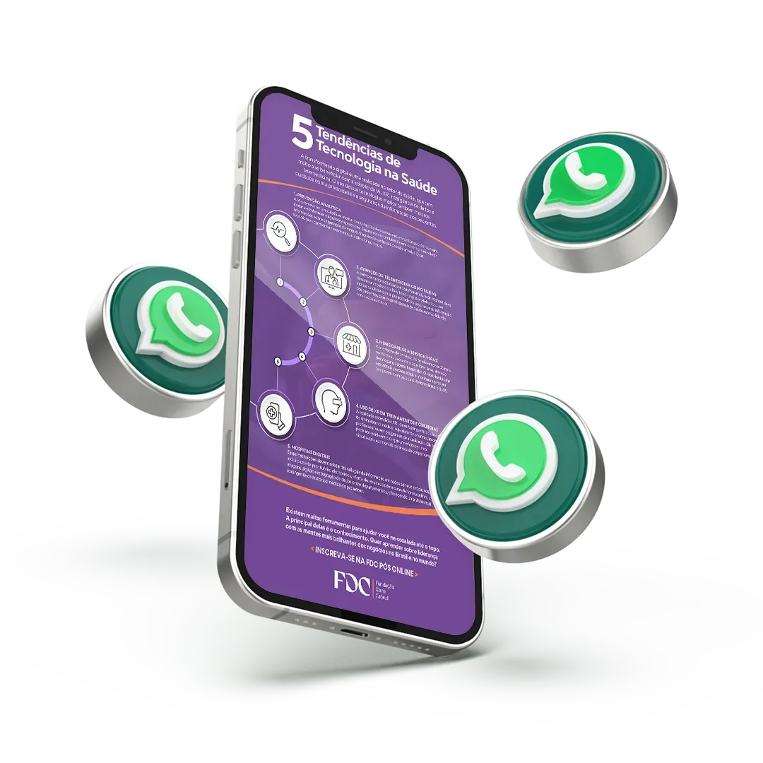 Um tablet branco com símbolos do whatsapp e a imagem de um livro com o título  