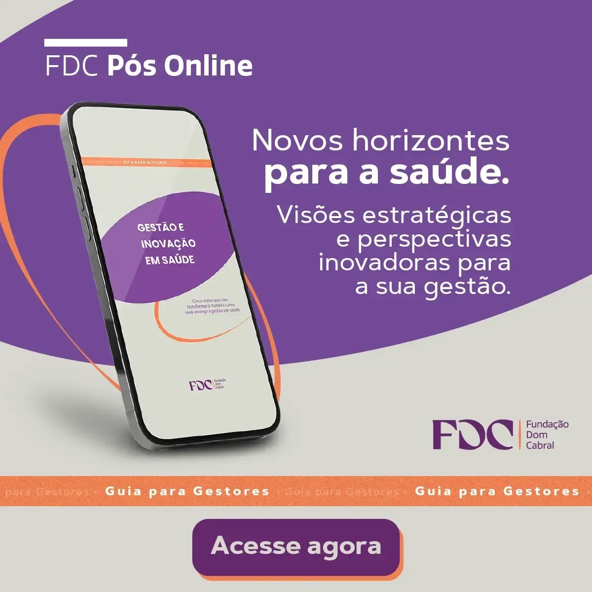 Advertisement for an online course. Purple background with a phone showing a guide titled 