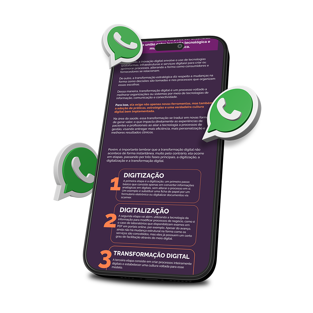 Um tablet branco com símbolos do whatsapp e a imagem de um livro com o título