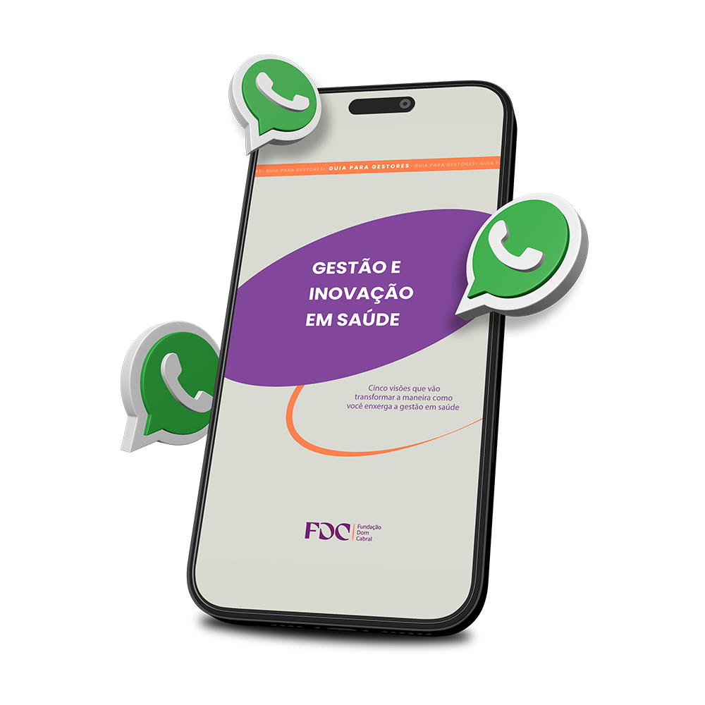 Um celular com o logotipo do WhatsApp na tela com um livro de Ken Blanchard nele.