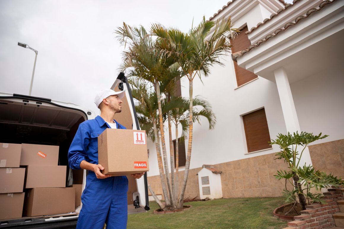 Two men are loading boxes into a van.
