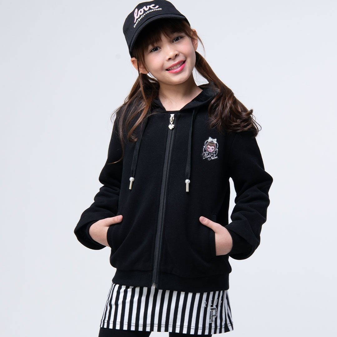 粉紅娜娜童裝/假二層袖連帽外套