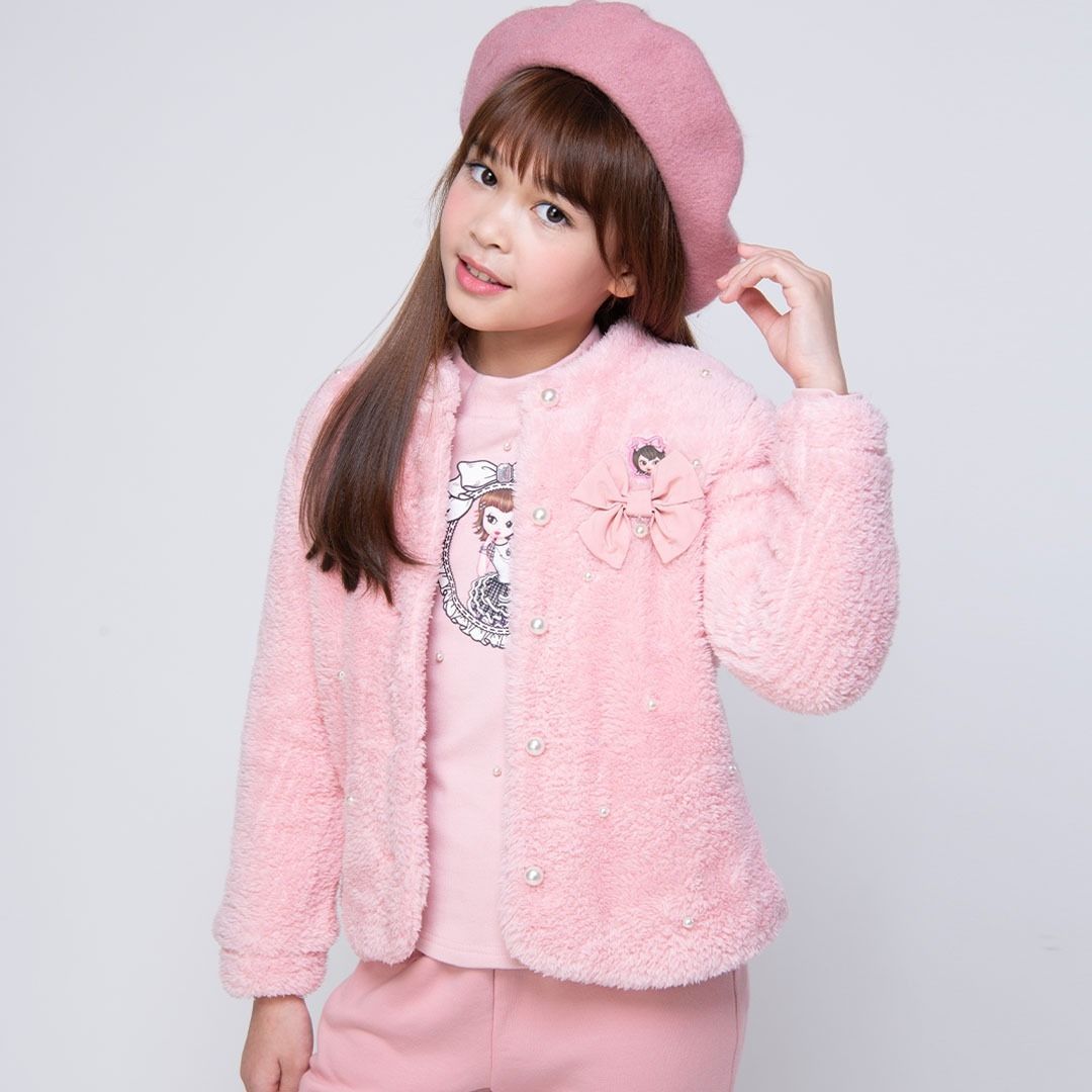 粉紅娜娜童裝/毛絨釘珠外套63115