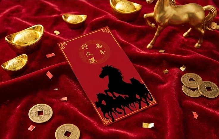 限量- 馬年設計款小套組｜紅包袋2入＋小春聯貼紙1張（不拆售）