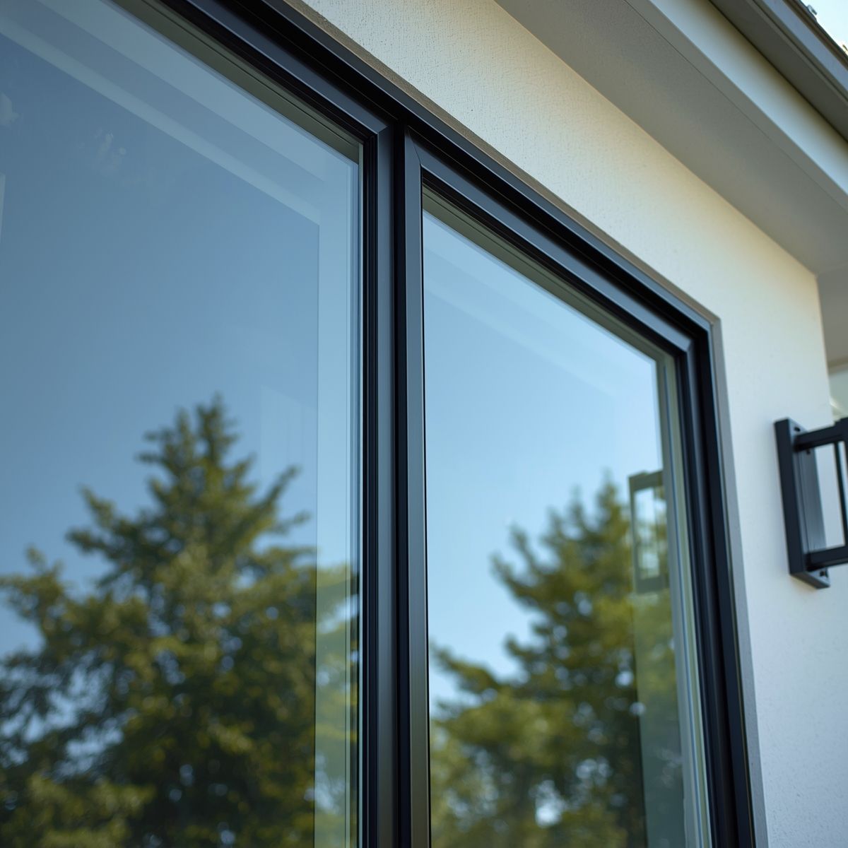 A person digs a trench in a backyard near a small excavator, a tree, and a house.