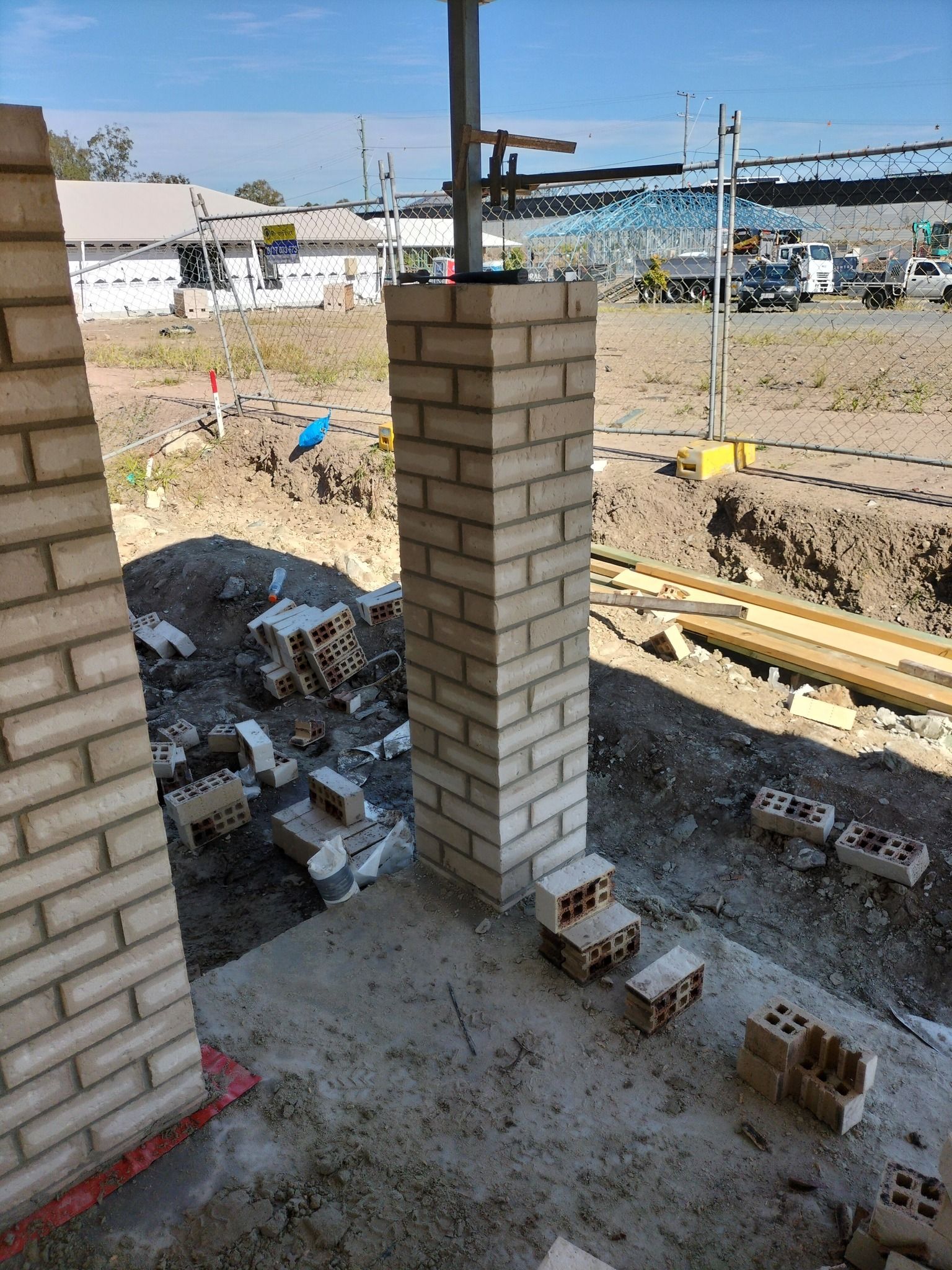 Brick Column Under Construction At A Construction Site — Bricks By Dre In Coomera, QLD