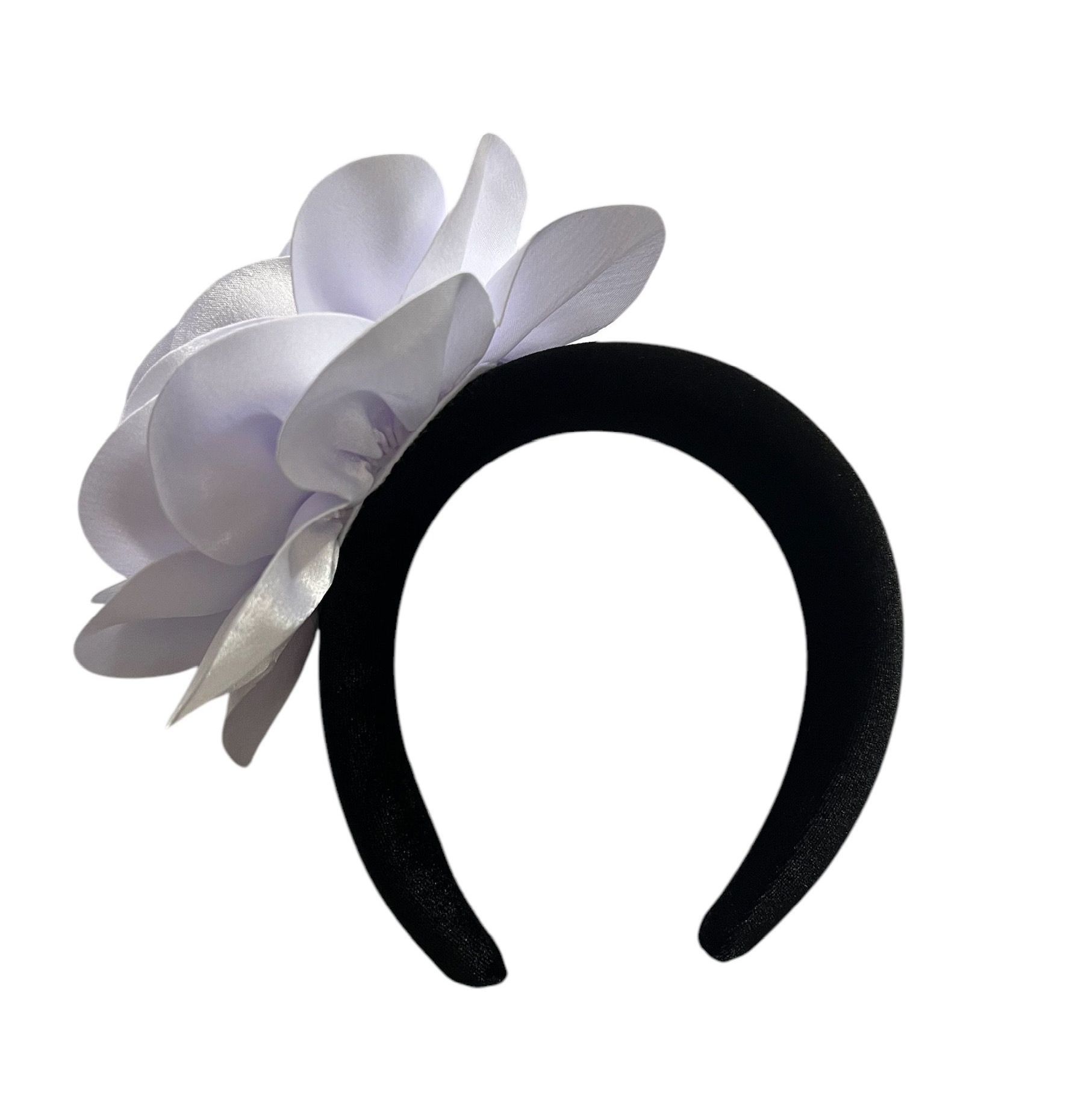 Black & White Thick Velvet Plush Fascinator