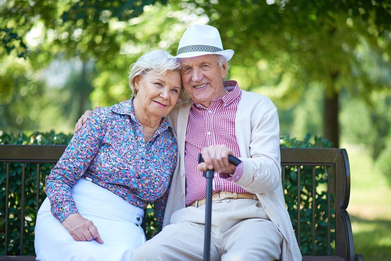 Romantic senior couple relaxed — Emergency Denture Repairs in Newcastle, NSW