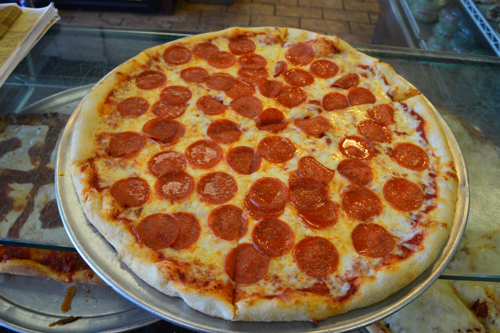 A pepperoni pizza