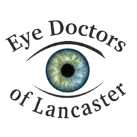 A logo for the eye doctors of lancaster