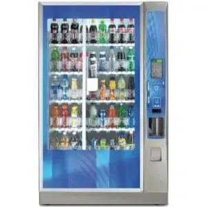 A vending machine filled with lots of drinks and snacks.