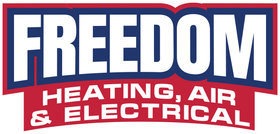 Freedom heating and air logo on a white background