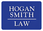 The logo for hogan smith law is orange and white