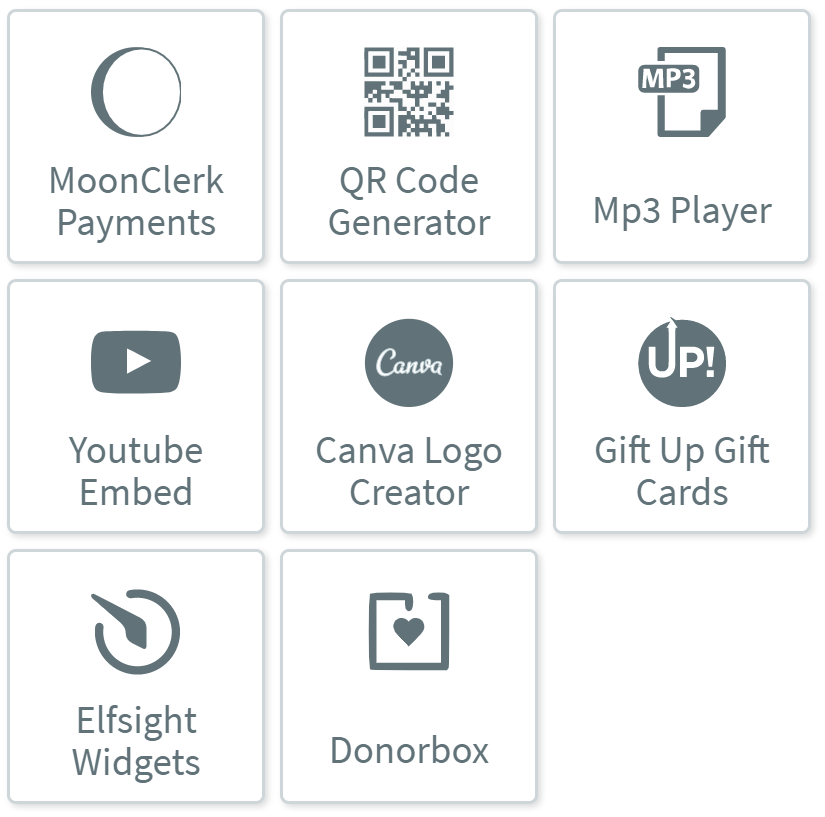 a screenshot of a website with a bunch of icons on it .