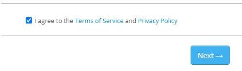 a screen shot of a website that says i agree to the terms of service and privacy policy