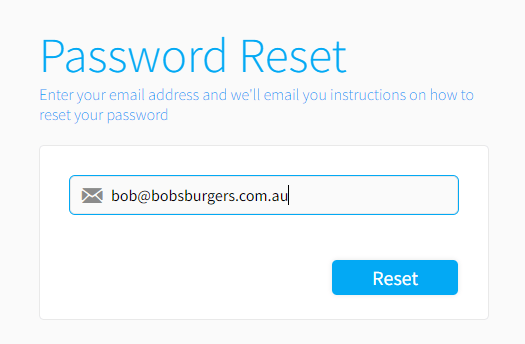 a screen shot of a password reset page .