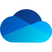 a blue cloud icon on a white background .