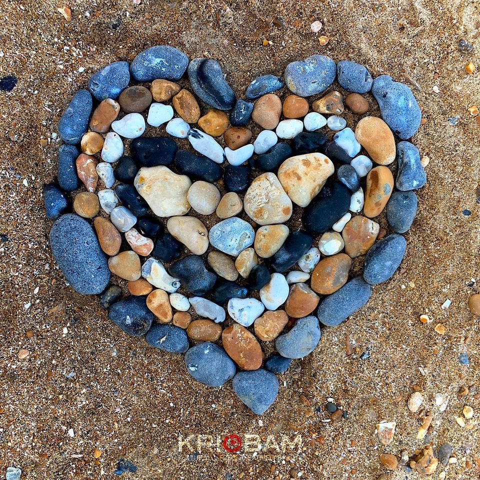 Heart shape made of Brighton pebbles