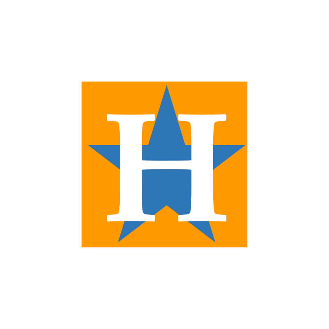 The letter h is in a square with a blue star