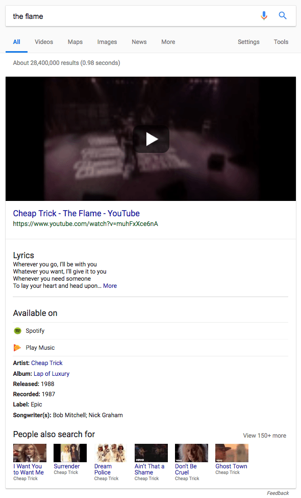 Videos and Movies search results example. 