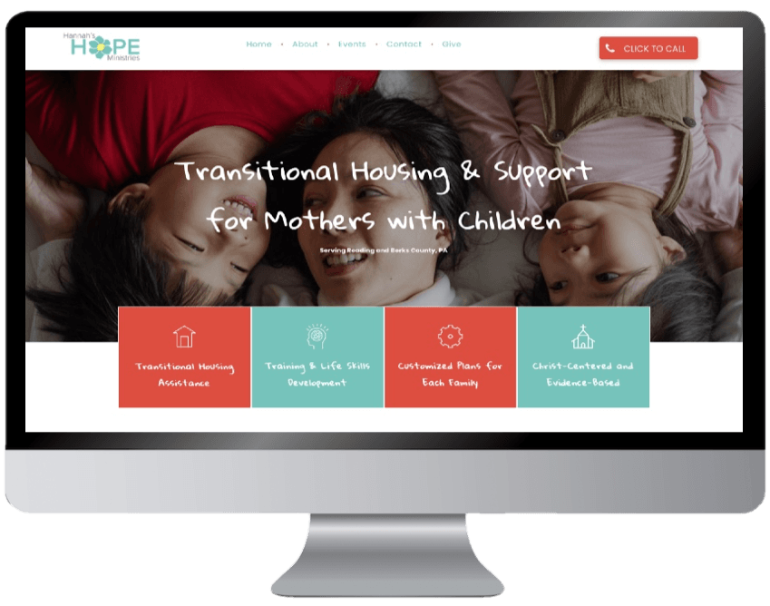 Flat Design Website by PMI for Hannah's Hope Ministries in Reading, PA, Berks County