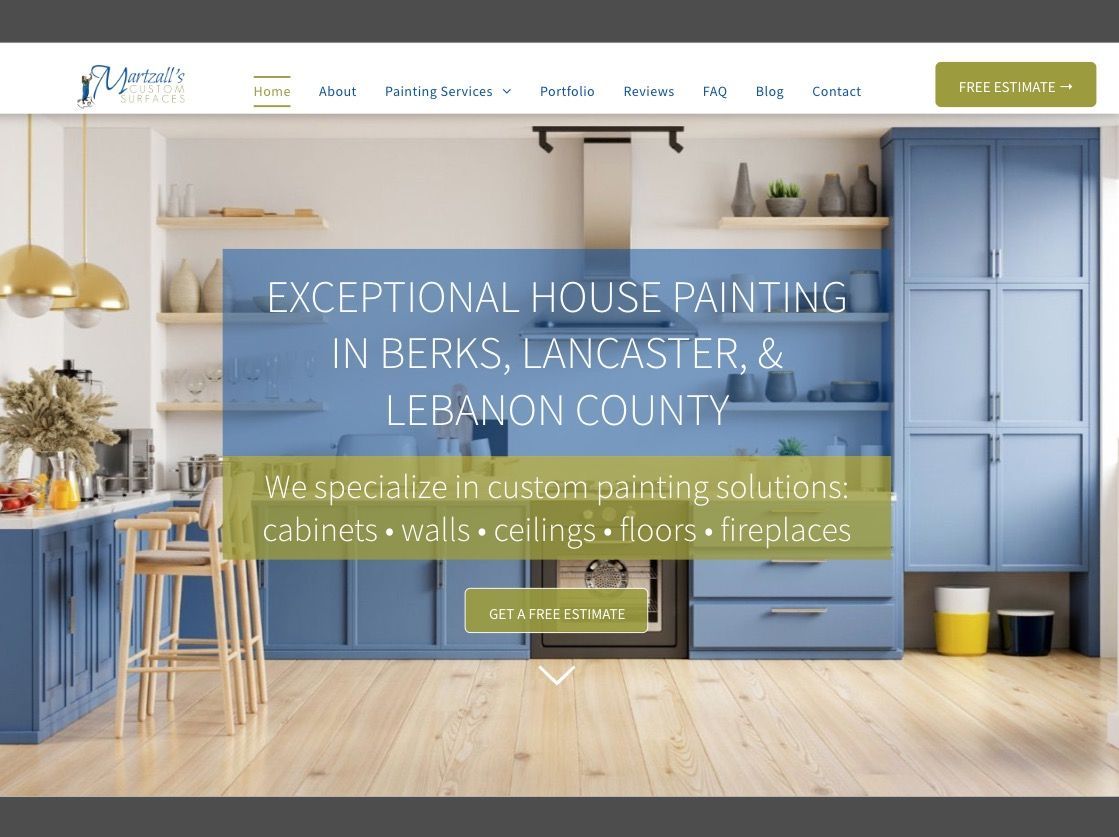 We Offer Web Design for the House Painting Industry, Like This One in Berks County, PA