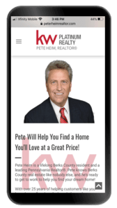 Mobile-Friendly Website Designed by PMI for Berks County Real Estate Agent Peter Heim