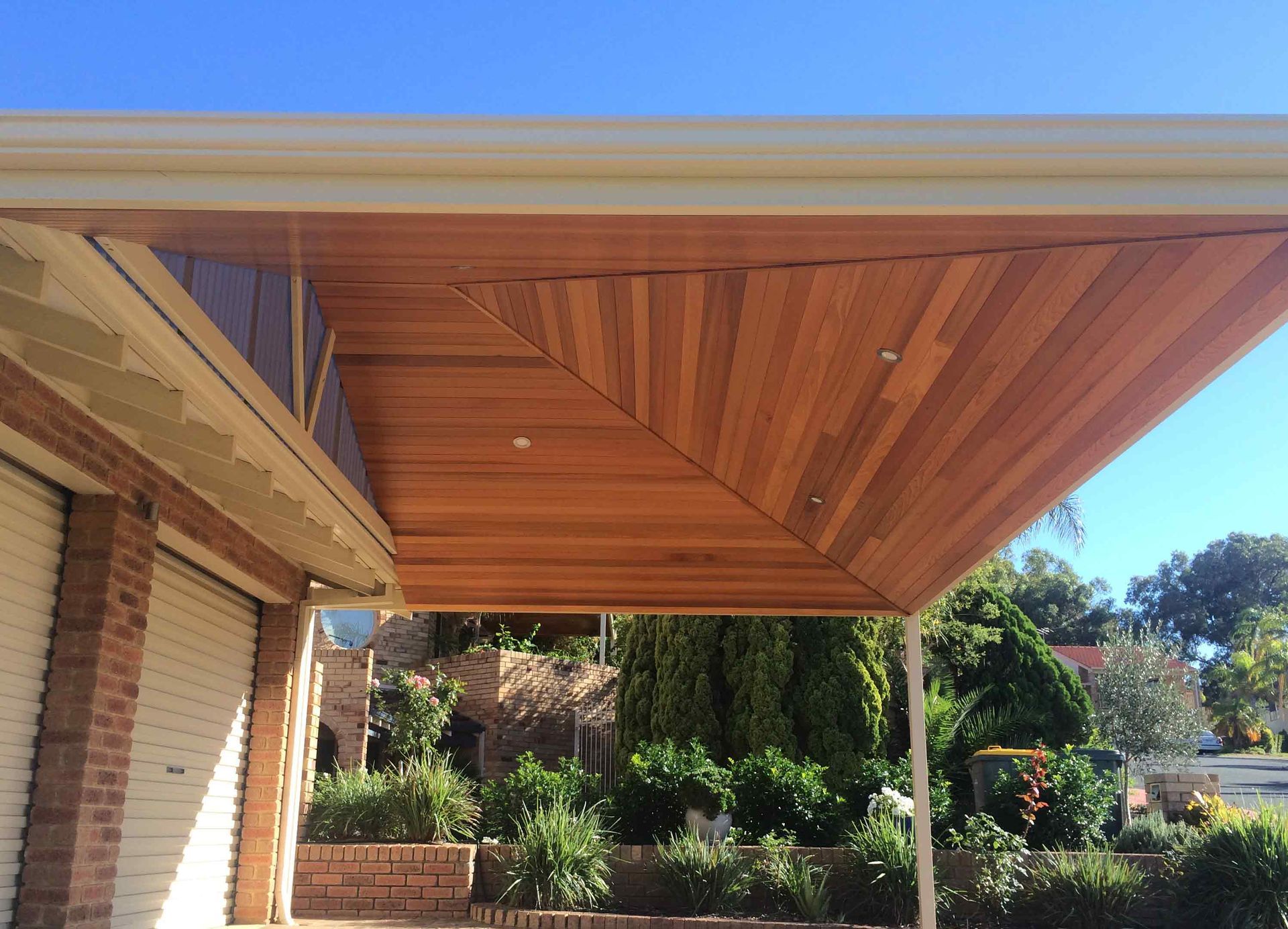 Patio with wooden ceiling | Carine, WA | Modern Plastics & Pergolas