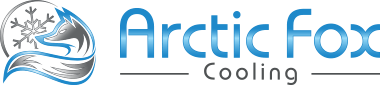 The logo for arctic fox cooling shows a fox and a snowflake.