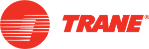 A red and white trane logo on a white background