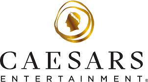 Caesars Entertainment logo: gold bust of Caesar in a gold swirl above the text