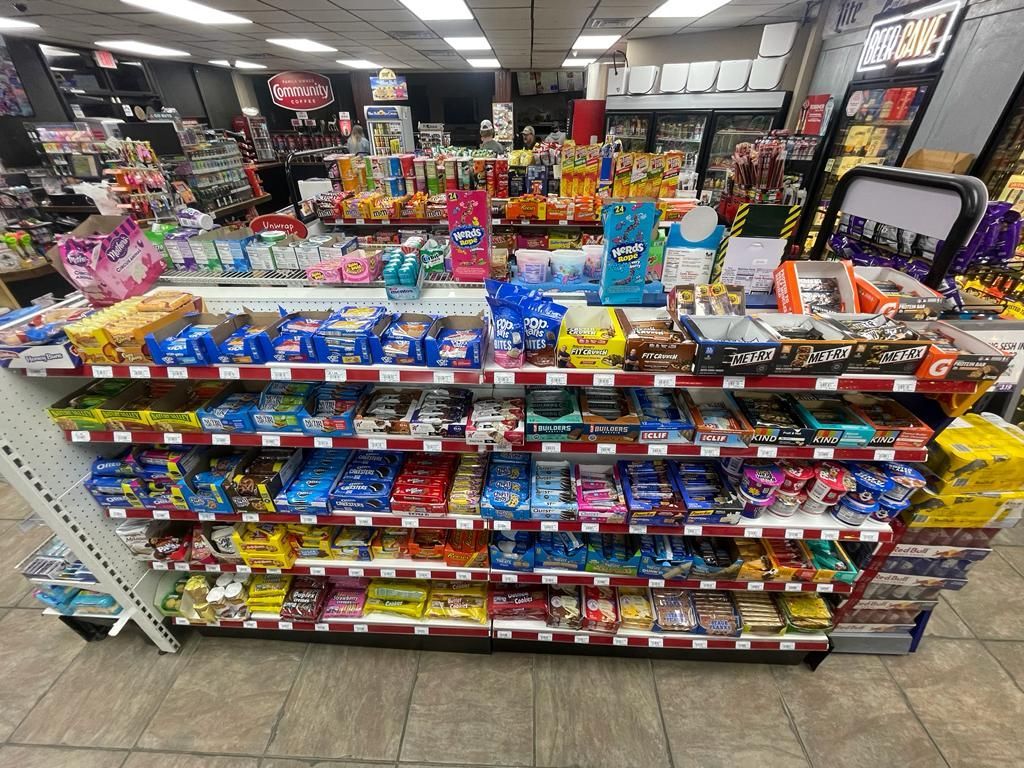 A convenience store filled with lots of candy and snacks.