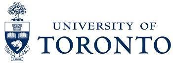 University of Toronto logo: Shield with tree, crown, books, beaver, and text in dark blue.