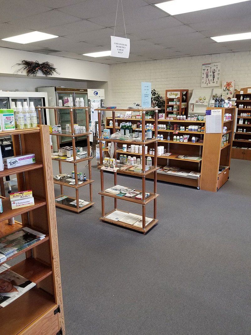 Health Products On Wodden Stand