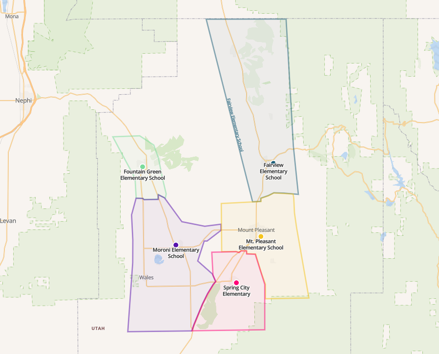 North Sanpete School District Elementary school boundaries 