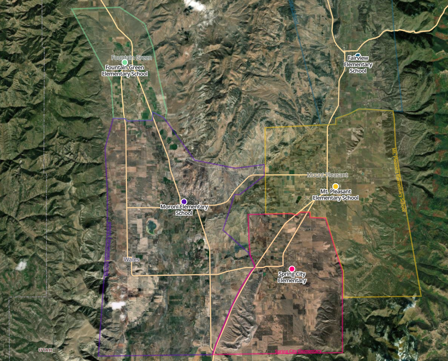 Color coded geographic map of NSSD school boundries