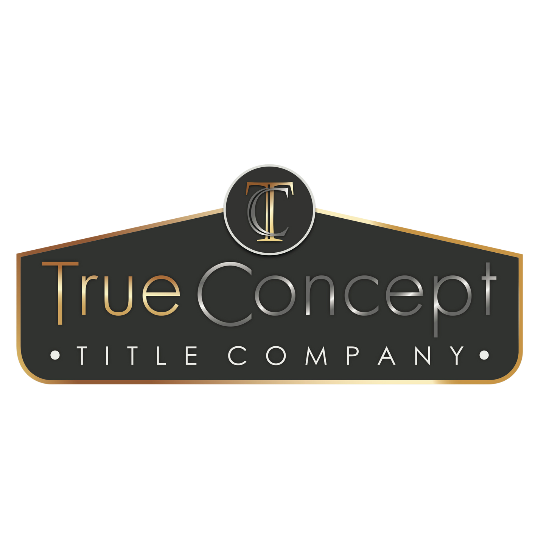 The true concept title company logo is black and gold.