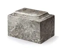 Gray marble decorative box with a lid, isolated on white background